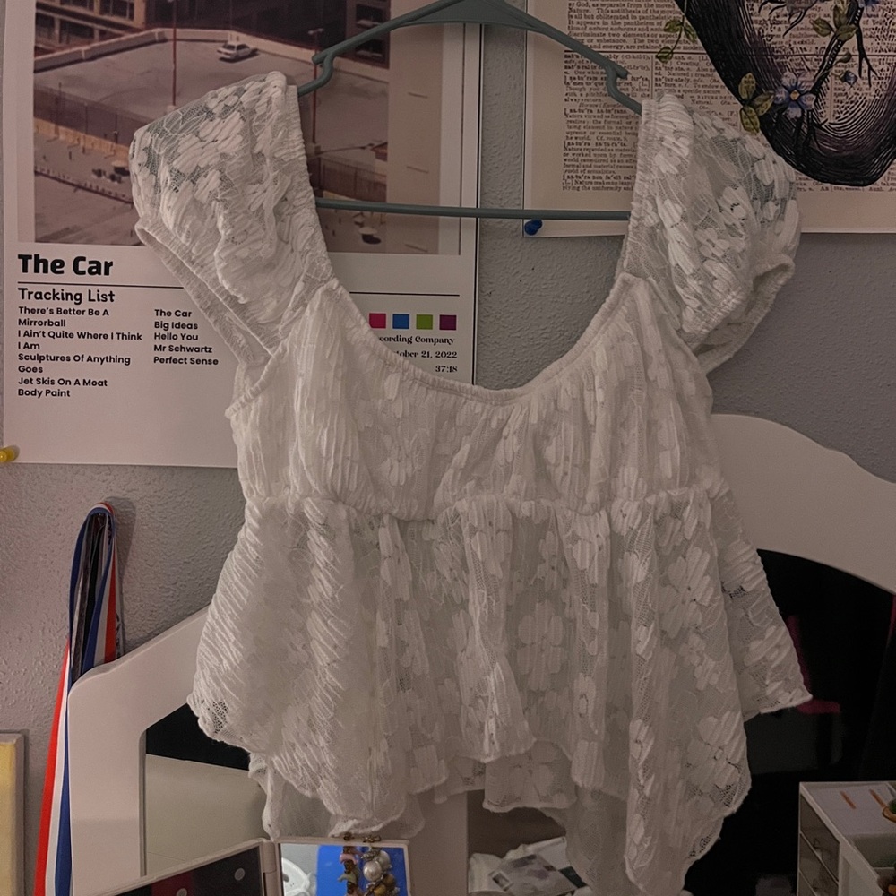 Elegant White Lace Women Top from Cider